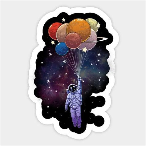 An Astronaut Floating In The Sky With Balloons Attached To His Hand And