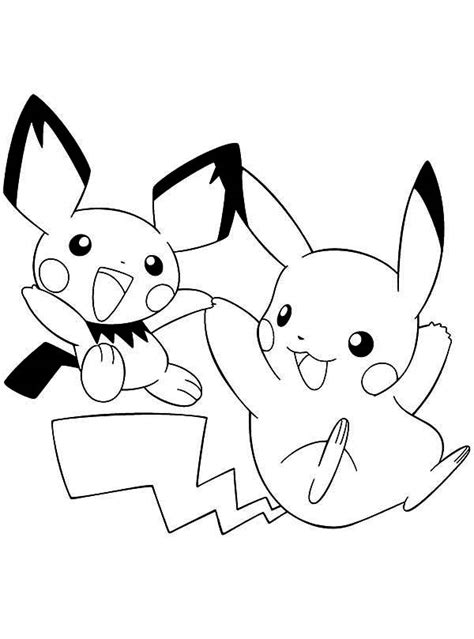 Pikachu And Pichu Playing Together Coloring Page Color Luna