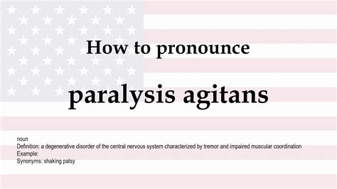 How To Pronounce Paralysis Agitans Meaning Youtube