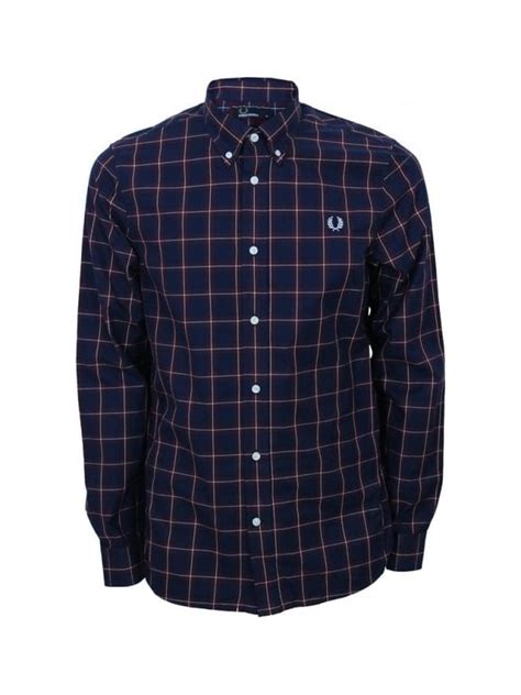 Fred Perry Compact Winter Check Shirt In Dark Carbon Northern Threads