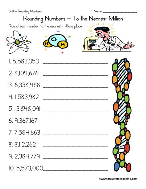 Rounding Numbers For 4th Grade In Millions Worksheets