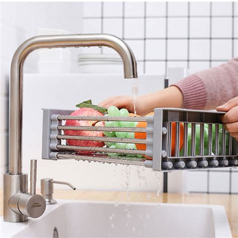 Kitchen Stainless Steel Sink Drain Rack 304 Dish Drying Rack Dish Insert Storage Organizer Fruit