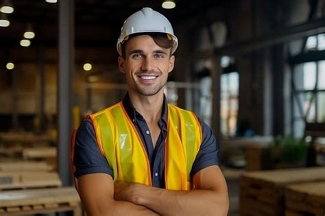 Premium Ai Image Photo Of Young Engineer Man Handsome Smiling In