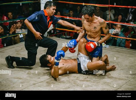 Muay Thai Fight In Isan Rural Thailand Thai Boxing The Referee
