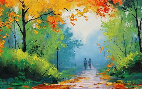 1920x1200 Painting Fall Park Wallpaper Coolwallpapersme