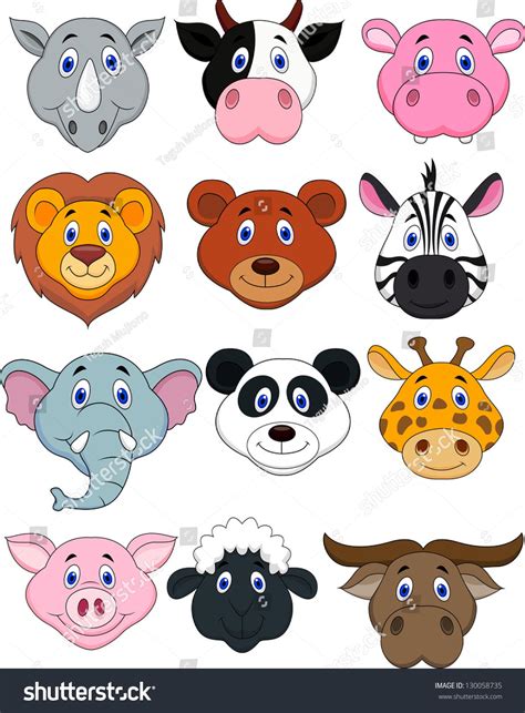 Cartoon Animal Head Icon Cartoon Animals Animal Cutouts Animal Heads