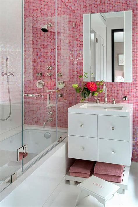 Shop our wide range of pink tiles perfect for your bathroom, wet room or shower. contemporary-pink-bathroom-tiles - HomeMydesign
