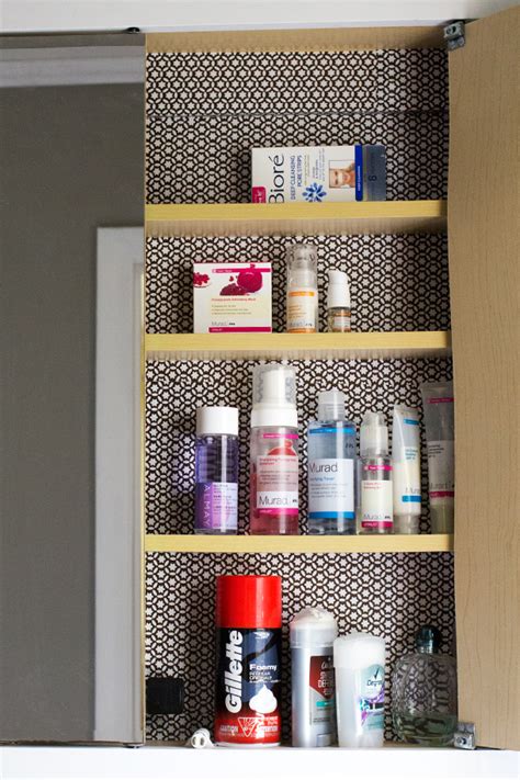 See more ideas about contact paper, contact paper countertop, home diy. Contact Paper Lined Bathroom Cabinet - Sarah Hearts