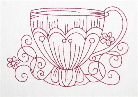 Tea Cups Embroidery Patterns Vintage Vintage Embroidery Machine