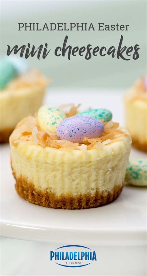 Impress guests every time you make this philadelphia style cheesecake the basics of a water bath: PHILADELPHIA Easter Mini Cheesecakes | Easter desserts ...