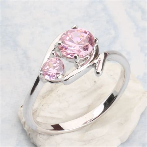 Trendy Multi Gem Pink Zircon 925 Sterling Silver Party Jewelry Ring