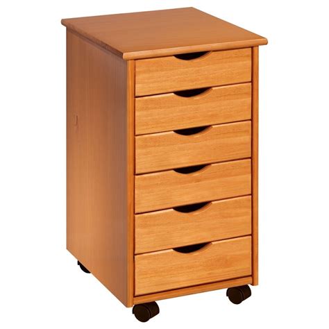 Wooden Rolling 6 Drawer Storage Cabinet Craft And Hobby Sewing Cart