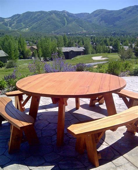 Round Picnic Tables Unattached Benches Built To Last Decades Round Patio Table Round
