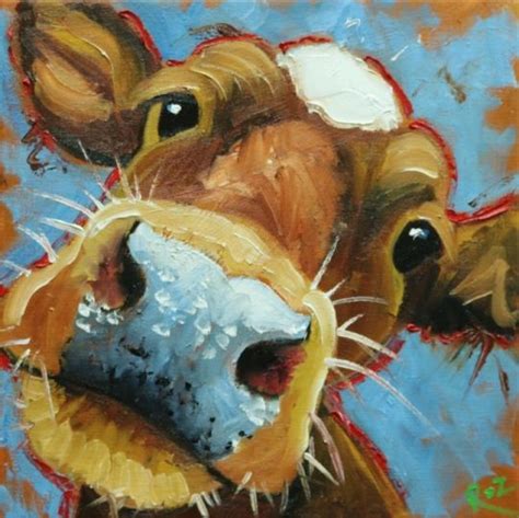 Drunken Cows Whimsical Fine Art By Roz Cow Painting Painting
