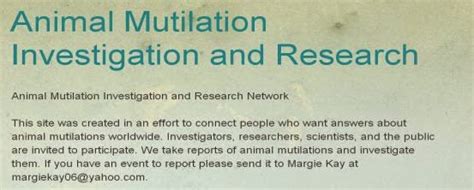 Animal Mutilation Investigation And Research December 2013