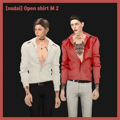 Sudal Open Shirt M 2 Sims 4 Men Clothing Sims 4 Male Clothes Sims