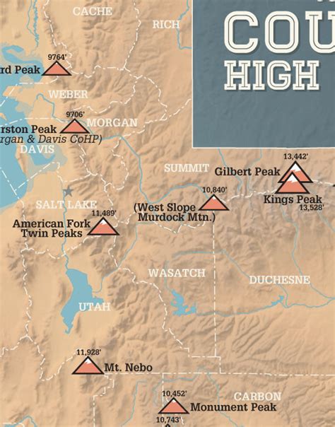 Utah County High Points Map 11x14 Print Best Maps Ever