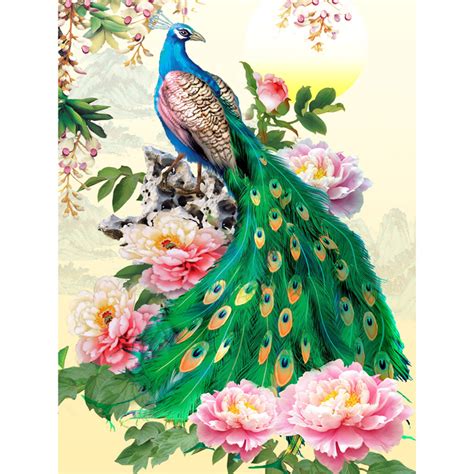 Peacock Flower Painting 5d Diamond Painting