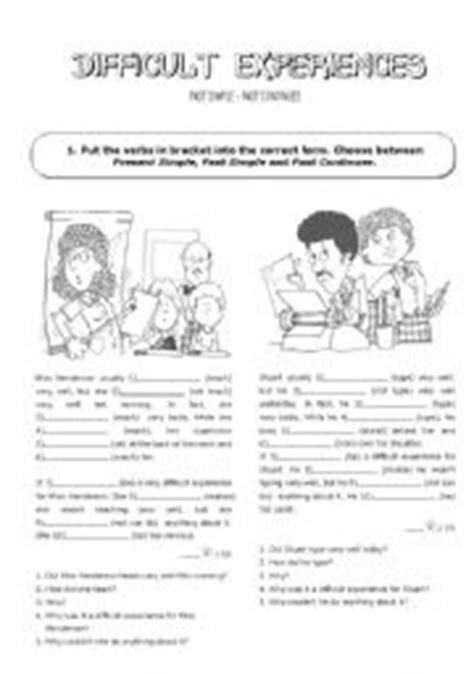 english worksheets difficult experiences