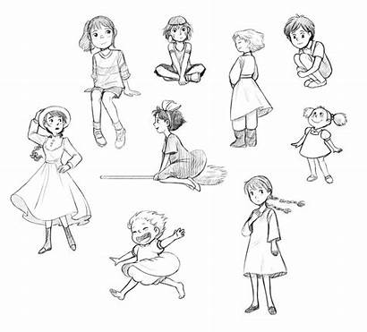 Character Ghibli Drawing Drawings Poses Studio Reference