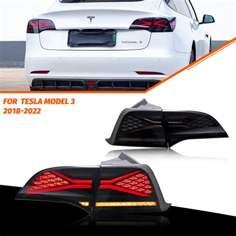 Led Tinted Tail Lights For Tesla Model 3 Y 2017 2022 Sequential Rear
