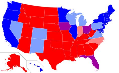 美国大选：红州蓝州和摇摆州 腾讯新闻