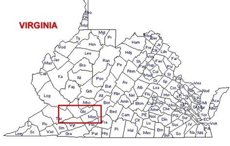 Map Of Virginia Counties 1700s