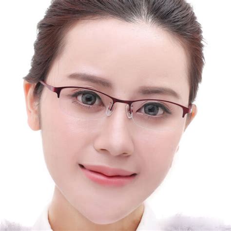 Women S Half Rimless Eyeglasses Frames Meta Andtr90 Spectacles Flexible Rx Able Ebay