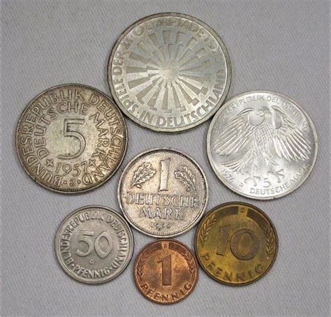Lot Of 7 Vintage Foreign German Coins 1950 1976 Ag205 Etsy German