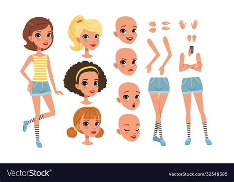 Cute Girl Constructor For Animation Pretty Female Vector Image