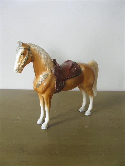 Reserved Vintage 1950s Toy Horse With Saddle Plastic Horse 7 1