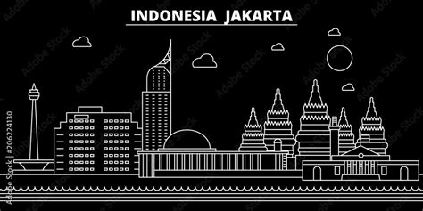 Jakarta Silhouette Skyline Indonesia Jakarta Vector City Indonesian