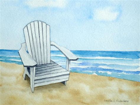 Adirondack Chair At The Beach Painting By Laurie Anderson