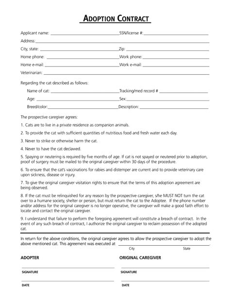 Pet Adoption Agreement The W Guide