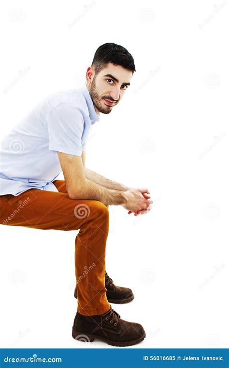 Side View Of A Casual Fashion Man Sitting Stock Image Image Of
