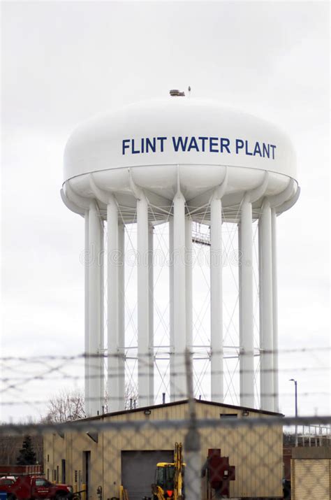 Feuerstein Michigan Flint Water Plant Tower Redaktionelles Stockfoto