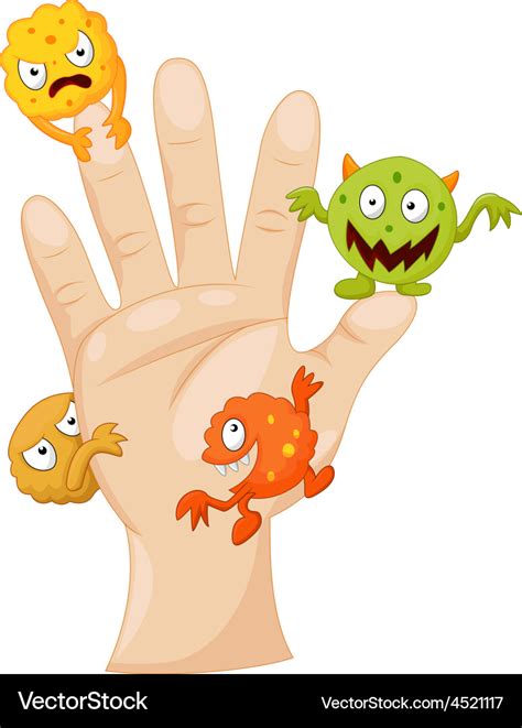 Dirty Palm With Cartoon Germs Royalty Free Vector Image