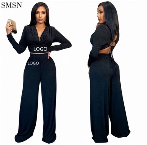 best seller sexy solid color backless loose pants two piece casual set sportswear ladies 2 piece