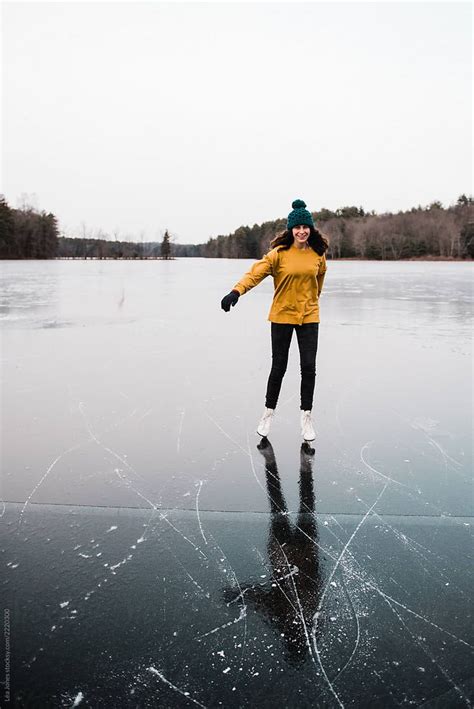 Teenage Girl Skating On A Frozen Lake By Léa Jones Skate Photos