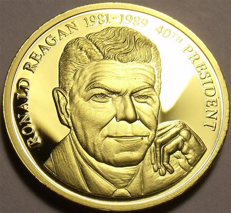 Gem Cameo Proof 24k Gold Plated Ronald Reagan 40th President Medallion
