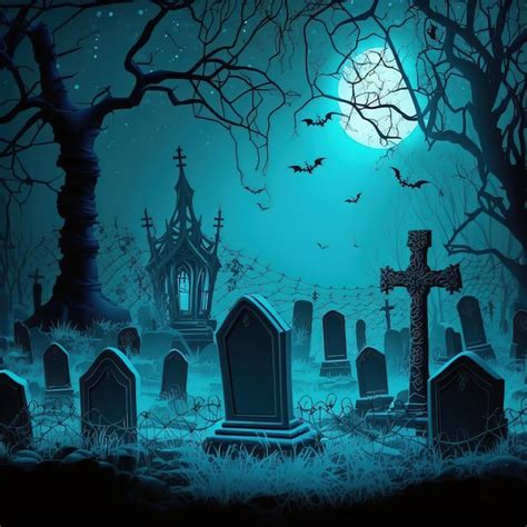 Premium Ai Image Halloween Pumpkins In Graveyard A Spooky Forest At