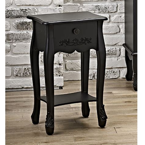Alveley Wooden Bedside Table With 1 Drawer In Black Furniture In Fashion