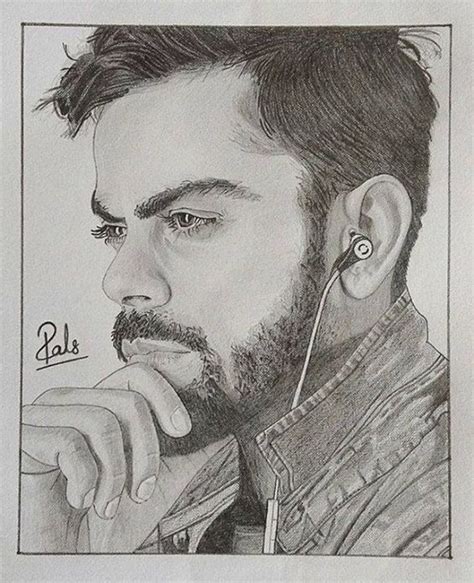 Virat Kohli Cricketer Pencil Sketch Portrait Pencil Art Drawings