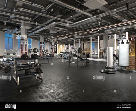 3d Render Gym Fitness Center Stock Photo Alamy