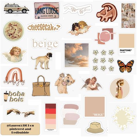 Beige Stickers Printable Stickers Cute Laptop Stickers Journal Stickers