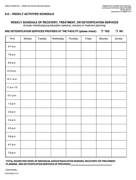 Blank Work Schedule Template Free Printable