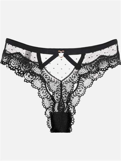 Contrast Lace Cut Out Back Panty Shein Usa