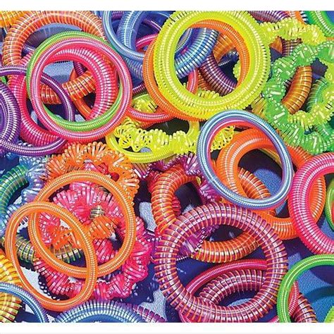 12 ~ Plastic Coil Spring Bracelets ~ Assorted Colors Shapes ~ New