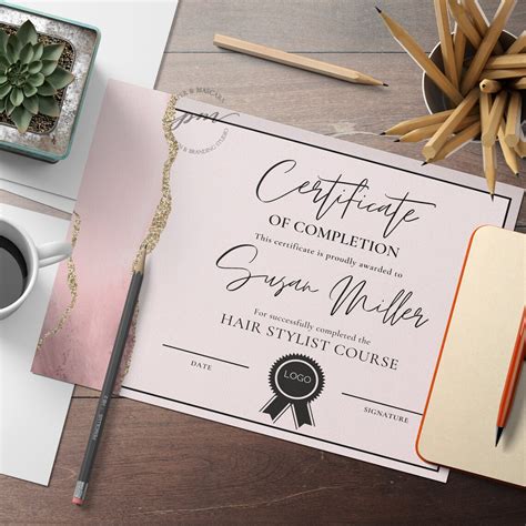 Editable Hair Stylist Course Certificate Of Completion Etsy