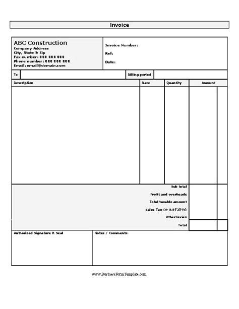 Free Blank Invoice Templates Pdf Eforms Self Employed Invoice